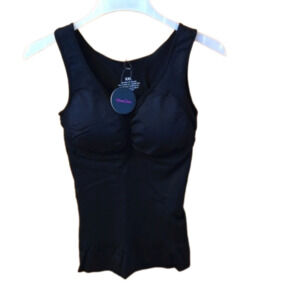WomanOcean Black Cami Tank Top with 5-Zones Instashape Technology. Size XXL